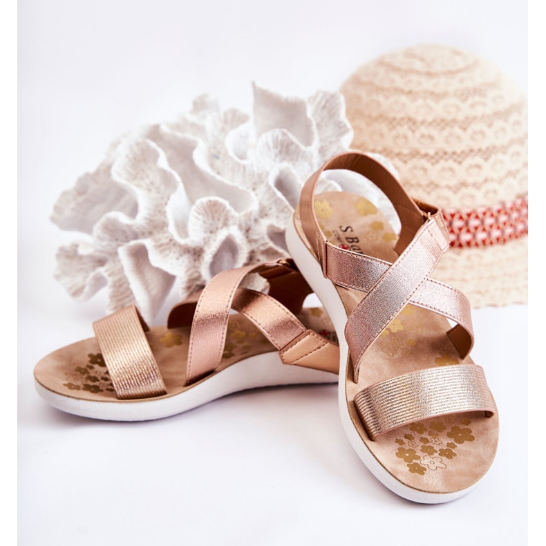 S.Barski Sandale Copii Cu Velcro Roz Aur Alise de aur de aur 2