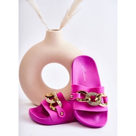 FK1 Papuci De Cauciuc Copii Cu Lant Decorativ Fuchsia Suzie roz 2