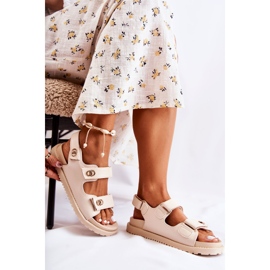 S.Barski Sandale De Damă Piele Cu Decor Bej Halis 2