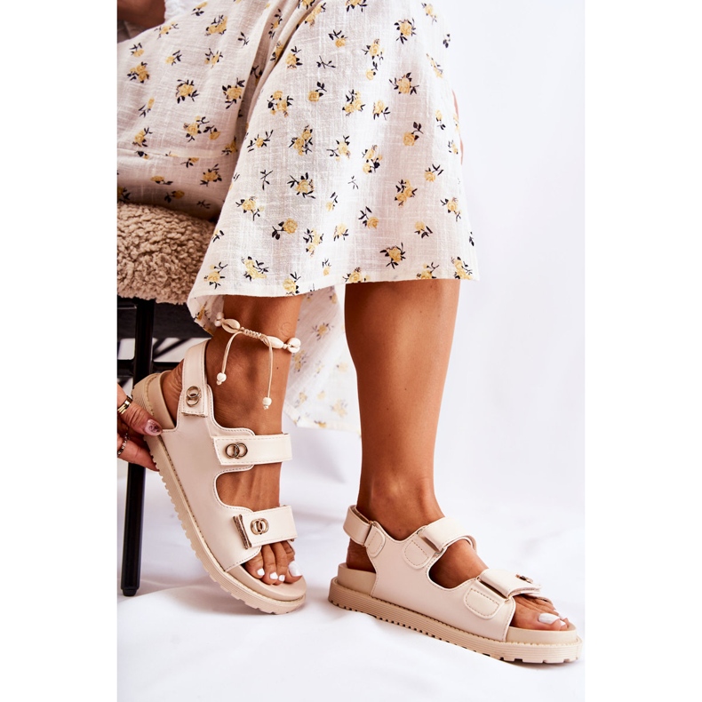 S.Barski Sandale De Damă Piele Cu Decor Bej Halis 2