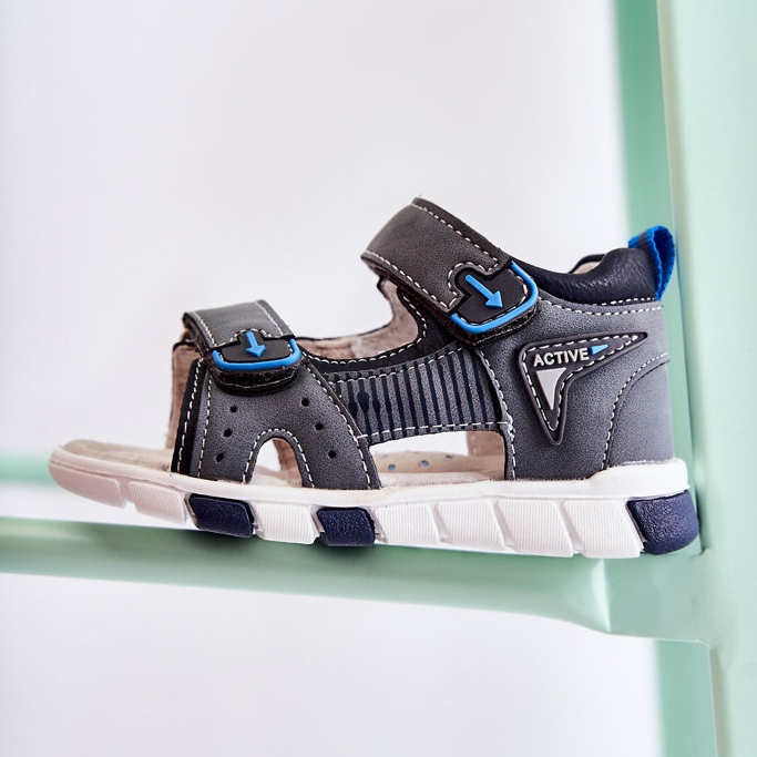 PE1 Sandale confortabile pentru copii, gri închis Samell 2