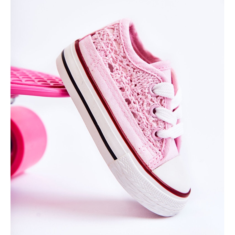 Adidași pentru copii cu dantelă albă Roly-Poly roz 2 Adidași pentru copii cu dantelă albă Roly-Poly roz 2