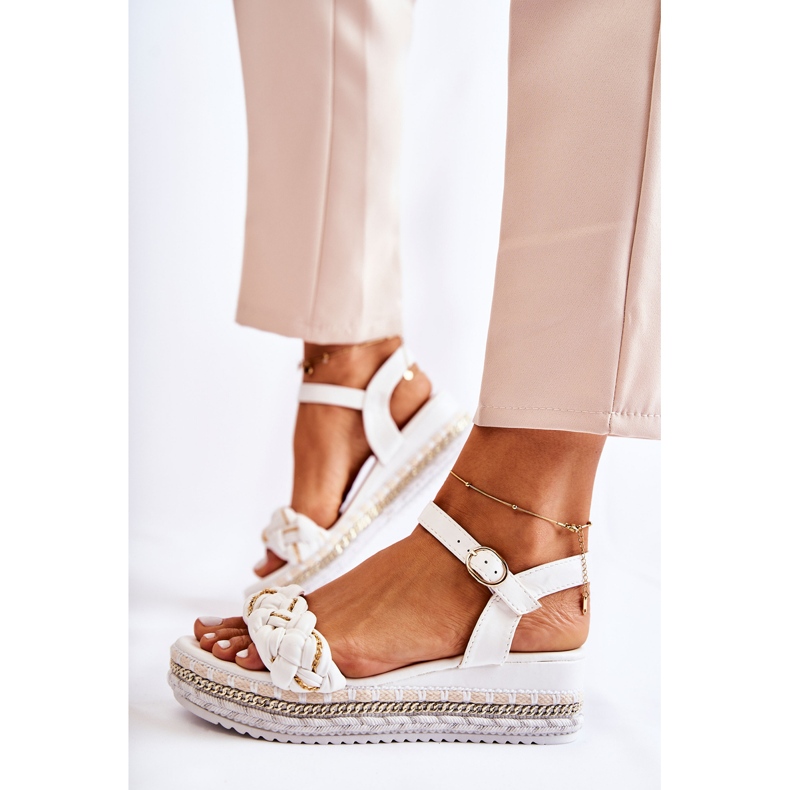 PS1 Sandale cu pană damă Chaves albe 1