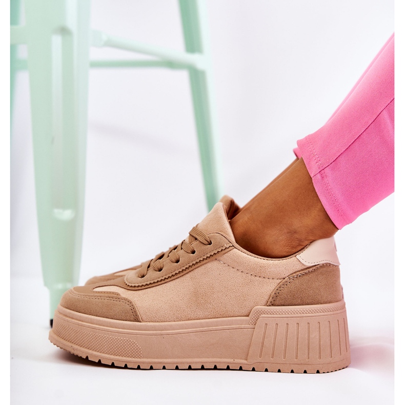 PS1 Pantofi sport damă din piele intoarsa Bej Segurro 2