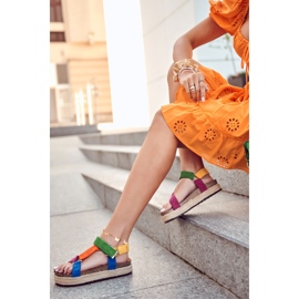 FB1 Sandale De Dama Pentru Vara Multicolor Galia albastru portocale verde galben 1