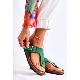 FB1 Papuci de damă cu cataramă verde Elina 2 FB1 Papuci de damă cu cataramă verde Elina 2