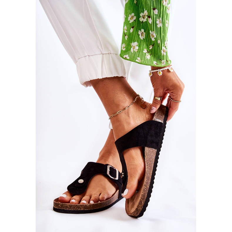 FB1 Papuci De Damă Cu Cataramă Neagră Elina negru 2