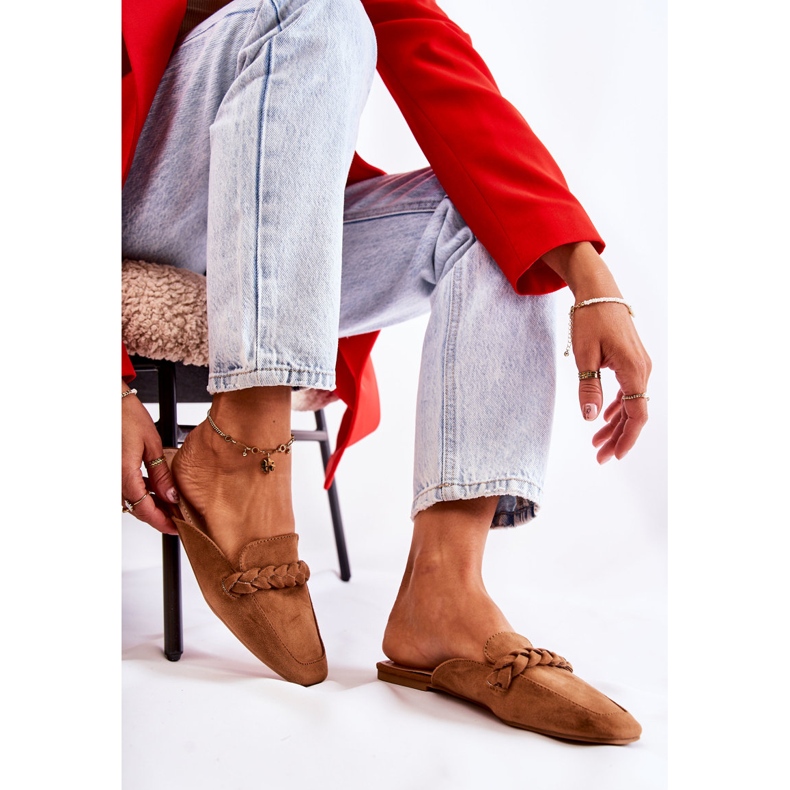 FB1 Papuci dama piele intoarsa Bej Olena maro 2