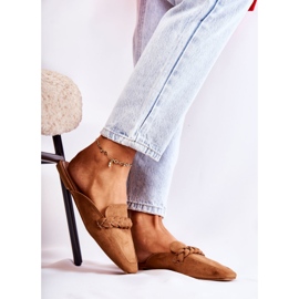 FB1 Papuci dama piele intoarsa Bej Olena maro 1