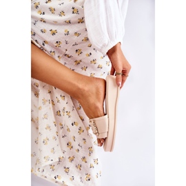 S.Barski Papuci de damă din piele la modă Bej Adaline 1