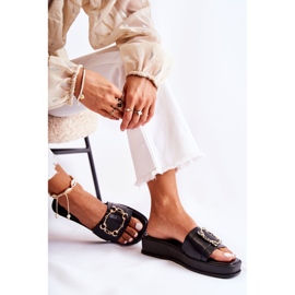 S.Barski Papuci negri din piele la modă pentru femei Adaline negru 2