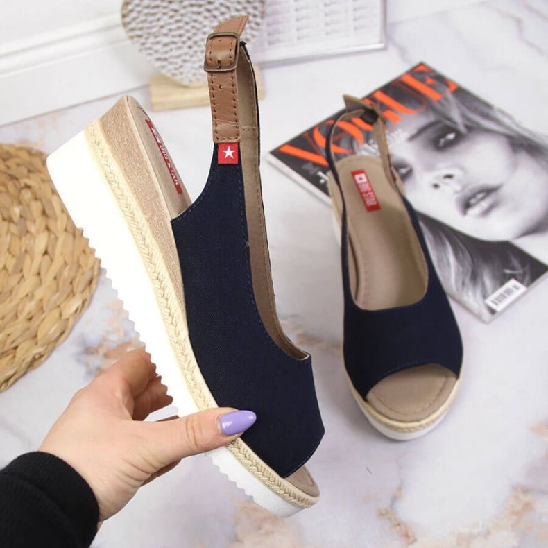 Sandale pe pană Big Star Jr INT1727A bleumarin albastru marin 1