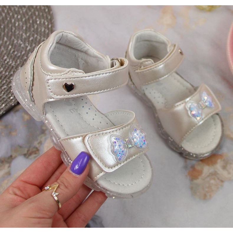 Miss❤E Sandale cu velcro cu fundita Miss Jr EU650A argintiu ['argint'] 1