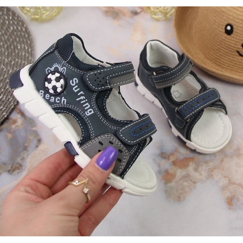 Sandale cu velcro NEWS Jr EU651A bleumarin-gri albastru marin 1