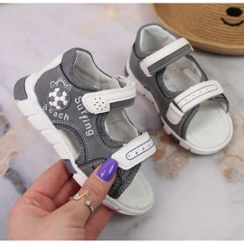 Sandale cu velcro NEWS Jr EU651B gri 1