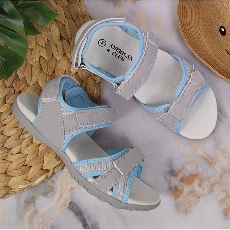 American Club Jr.AM898A sandale cu velcro gri 2