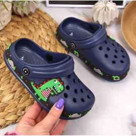 American Club Jr AM900B papuci bleumarin cu un dinozaur albastru marin 2