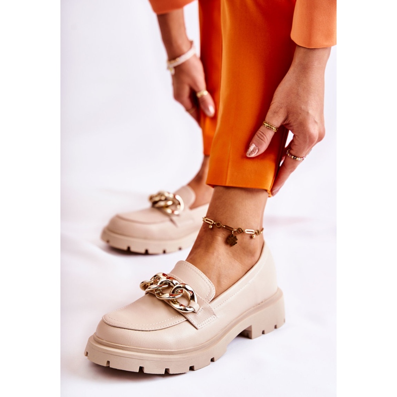 FB1 Mocasini din piele Lant Bej deschis Amicable 1