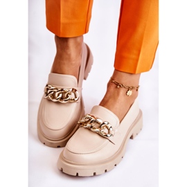 FB1 Mocasini din piele Lant Bej deschis Amicable 8