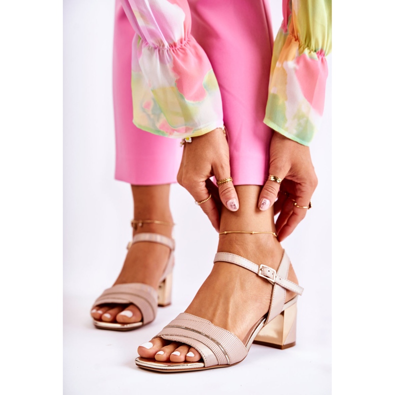 Sergio Leone Sandale De Piele Pe Un Bar În Corane Bej Auriu de aur 1