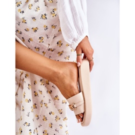 S.Barski Papuci la modă Bej Megosa cu lanț 1