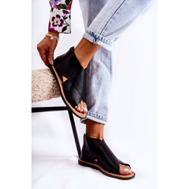 S.Barski Sandale Catalise din piele neagră de damă negru 1