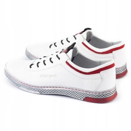 Polbut Încălțăminte casual din piele pentru bărbați K23 alb cu roșu roşu 1