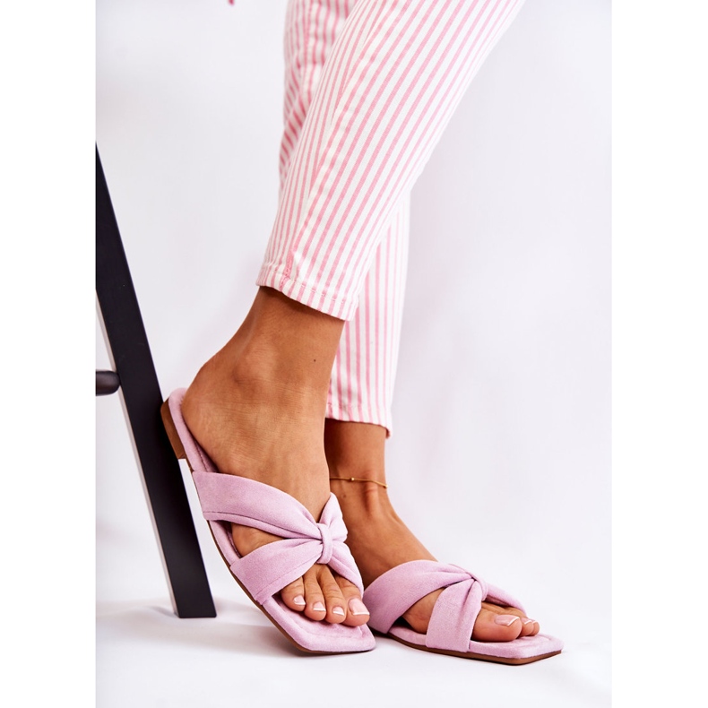 Papuci de damă din velur violet deschis Vanilla Sky 1