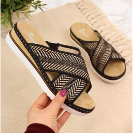 Papuci cu pană Rieker W R459 negri negru 1