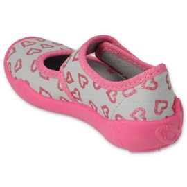 Papuci pentru copii Befado cu velcro în inimi 123x070 roz 2