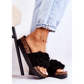 PS1 Papuci De Damă De Căprioară Cu Ornament Nemis Negru 1