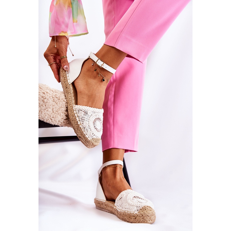 PS1 Sandale de damă Espadrile ajurate Murillo alb 2