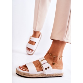 FB1 Papuci Penelope albi pentru femei la modă 2