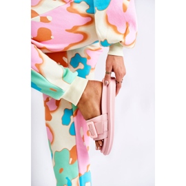 Papuci de damă cu cataramă roz Devia 1