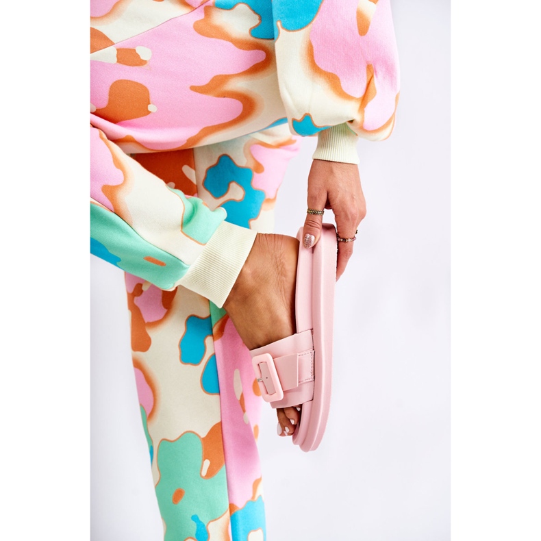 Papuci de damă cu cataramă roz Devia 1