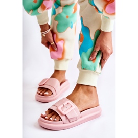 Papuci de damă cu cataramă roz Devia 2