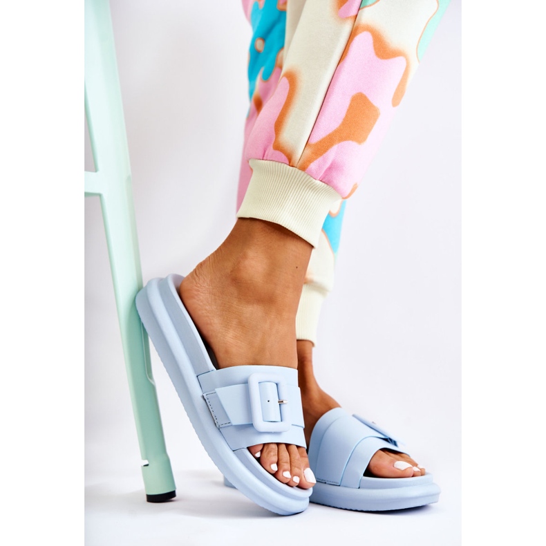 Papuci de damă cu cataramă Devia albastră albastru 2