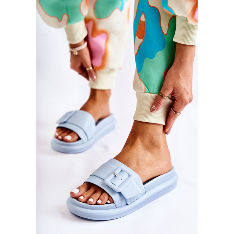 Papuci de damă cu cataramă Devia albastră albastru 1