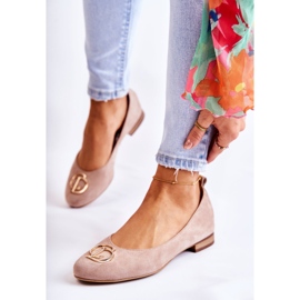 Balerini De Damă De Căprioară Cu Decor Nicole 2746 Bej 1