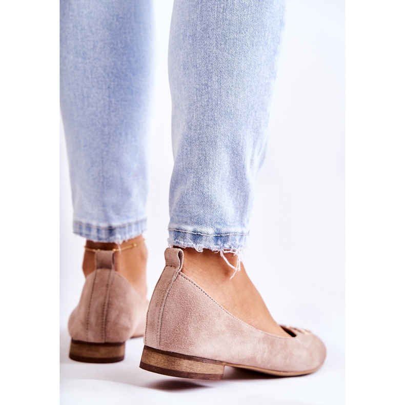 Balerini De Damă De Căprioară Cu Decor Nicole 2746 Bej 2