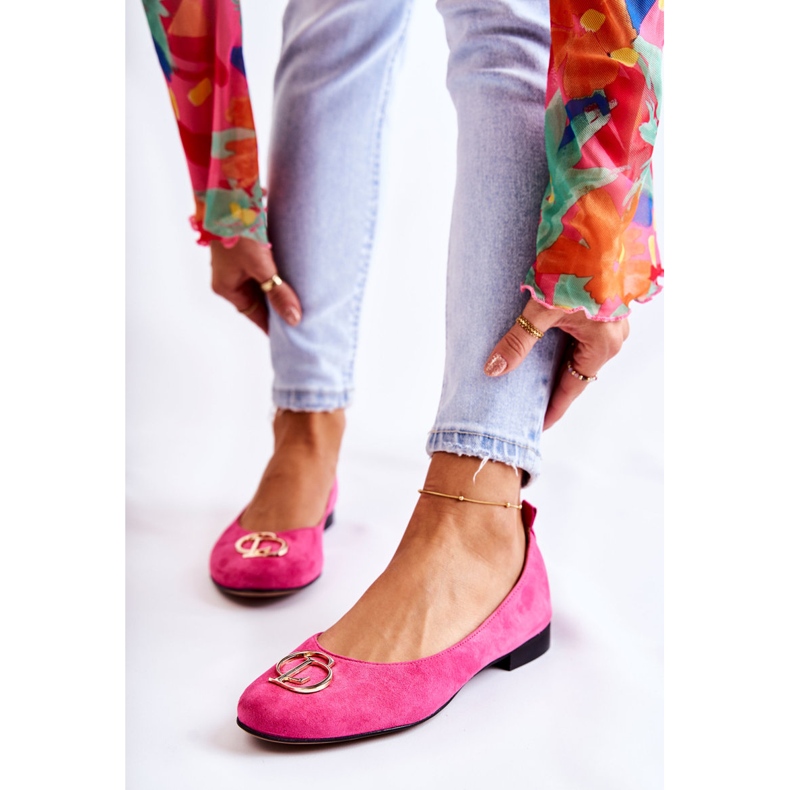 Balerini De Damă De Căprioară Cu Decor Nicole 2746 Fucsia roz 1