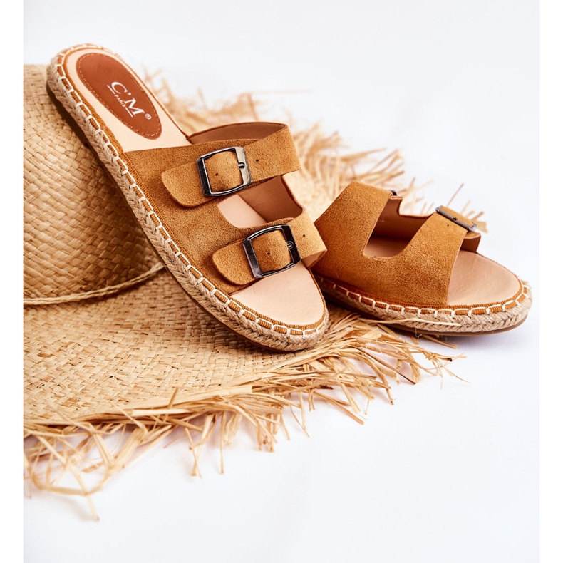 PG1 Papuci de damă clasici din piele intoarsa Camel Casilda maro 1