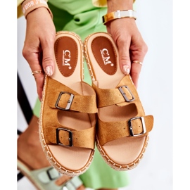 PG1 Papuci de damă clasici din piele intoarsa Camel Casilda maro 2