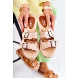 Papuci de damă clasici din piele intoarsa Bej Casilda 2