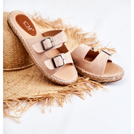 Papuci de damă clasici din piele intoarsa Bej Casilda 1