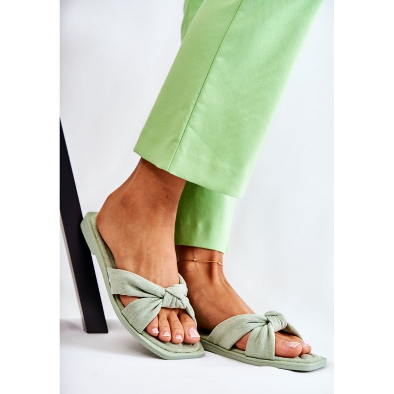 Papuci Lorrie verzi din piele intoarsa la moda pentru femei verde 1