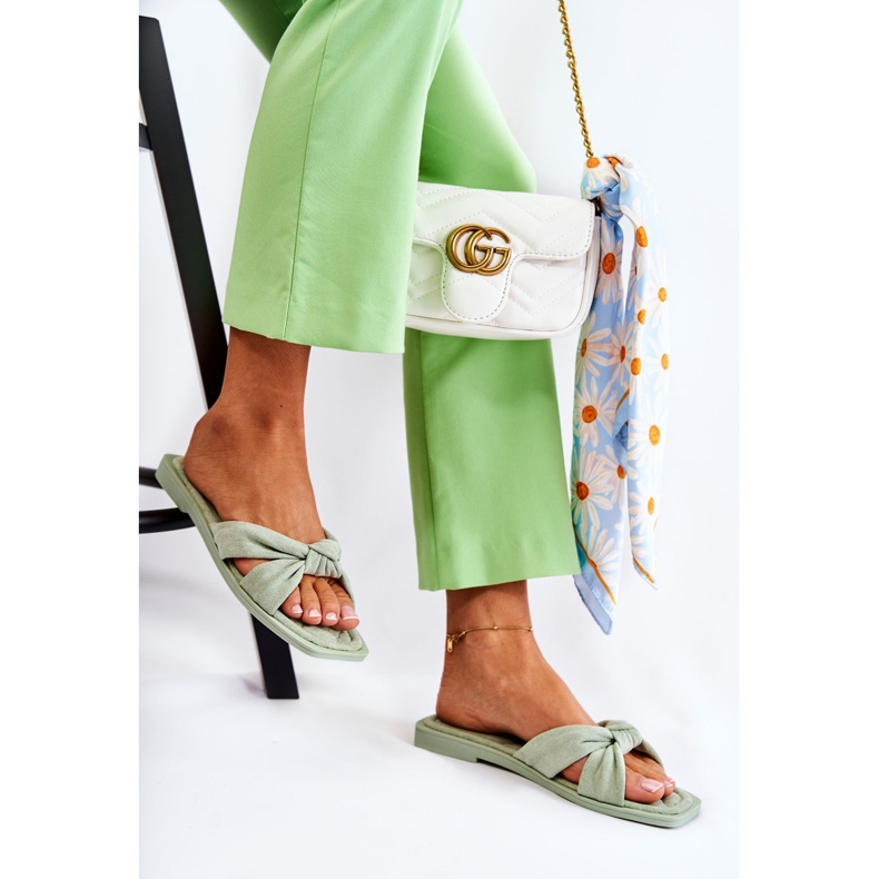 Papuci Lorrie verzi din piele intoarsa la moda pentru femei verde 2