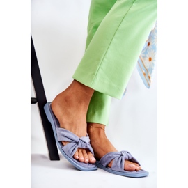 PG1 Papuci la modă de damă din piele intoarsa Blue Lorrie albastru 2