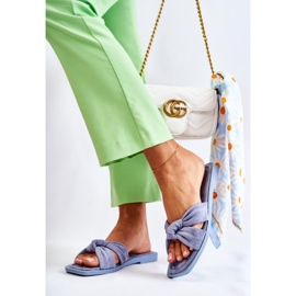 PG1 Papuci la modă de damă din piele intoarsa Blue Lorrie albastru 1