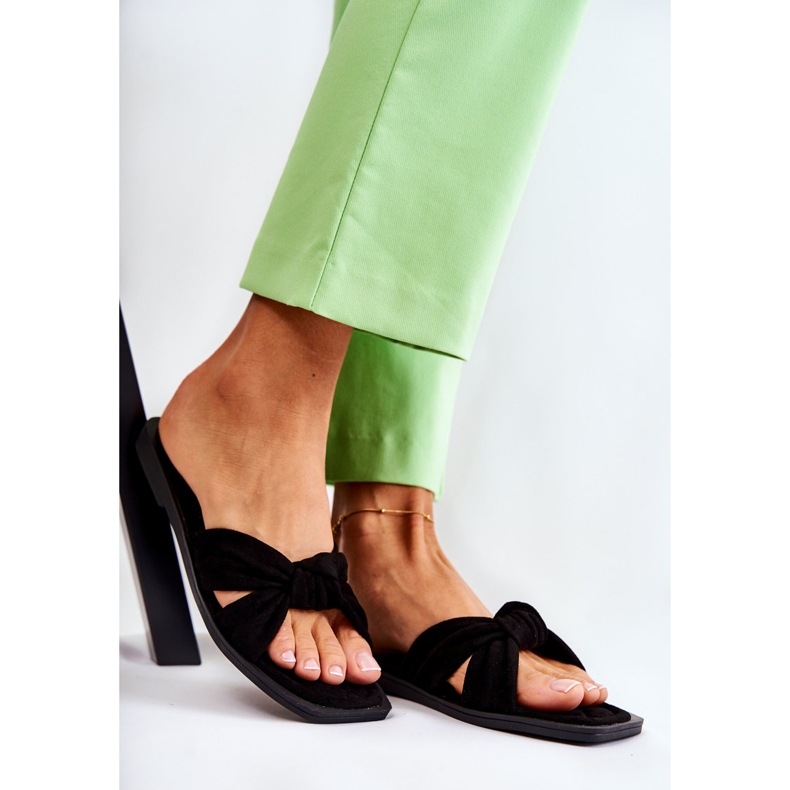 PG1 Papuci negri din piele intoarsa la moda pentru dama Lorrie negru 1